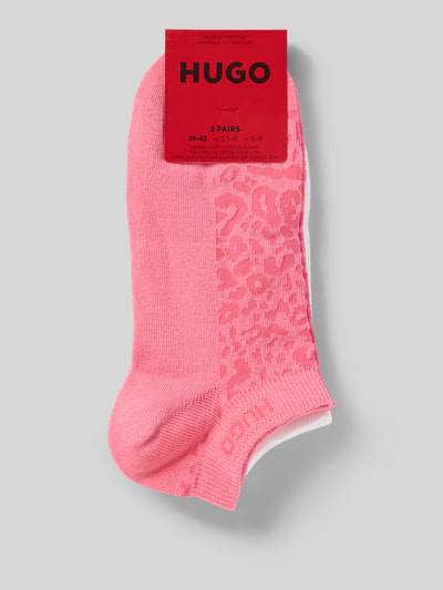 Produktfoto, Sneaker-Socken aus Baumwoll-Mix im 2er-Pack Modell 'LEO' von HUGO, rosa und weiß, Feinstrick, Allover-Leo-Muster, elastischer Bund