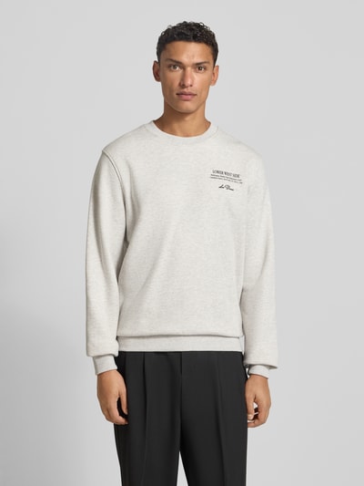 Les Deux Sweatshirt mit Label-Print Modell 'West Side' Hellgrau Melange 4