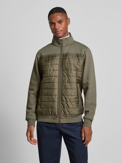 Christian Berg Men Sweatjacke mit Stehkragen Khaki 4