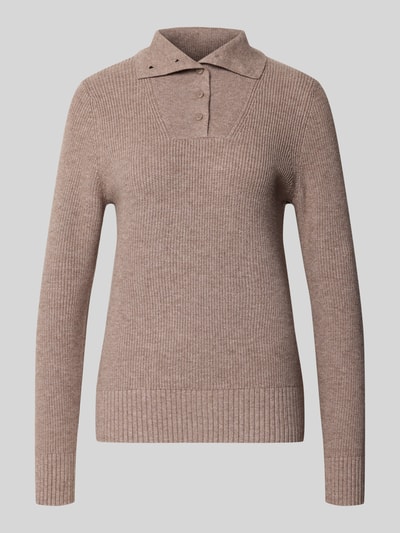 Produktfoto, Sim Fit Longsleeve aus Viskose-Mix van Christian Berg Woman in beige met Tricotlook, Schipperskraag, slim fit, Ruglengte maat S 62 cm, Mouwlengte maat S 66 cm