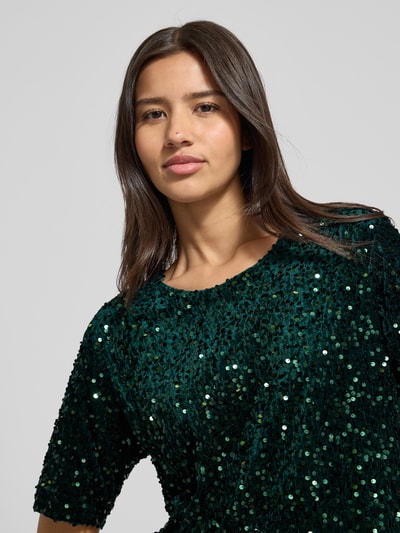 Brax T-shirt o kroju relaxed fit z cekinowym obszyciem na całej powierzchni model ‘Cara’ Ciemnozielony 3