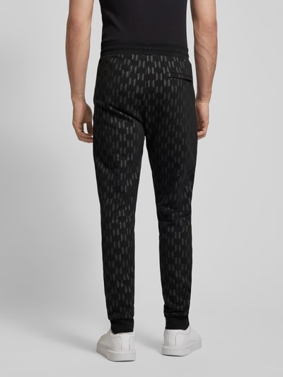 Karl Lagerfeld Straight fit sweatpants met all-over labelprint Zwart - 5