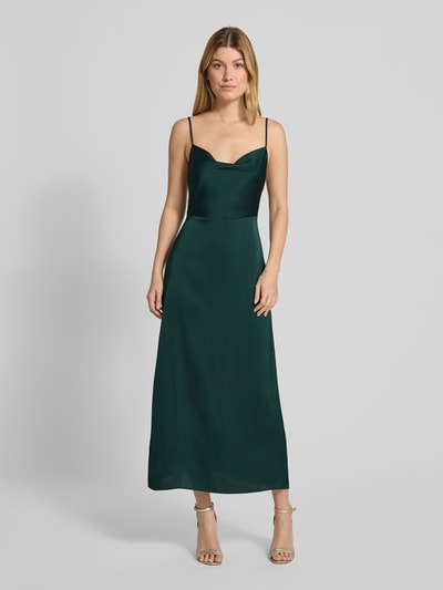Vila Midikleid aus Satin mit Wasserfall-Ausschnitt Modell 'RAVENNA' Dunkelgruen 4