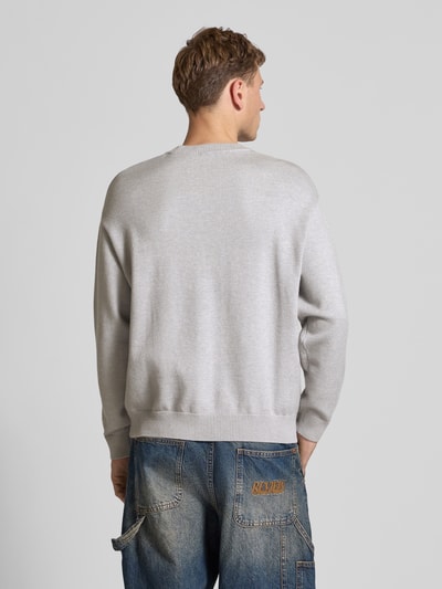 REVIEW Strickpullover mit gerippten Abschlüssen Hellgrau Melange 5