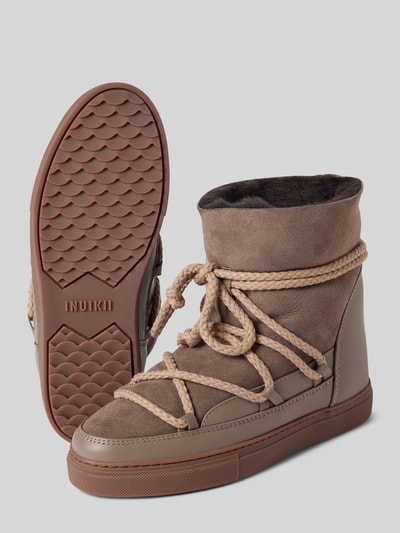 INUIKII Lederstiefel mit Label-Schriftzug Taupe 4