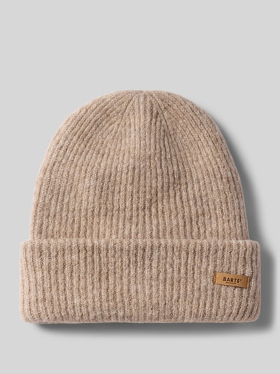 Produktfoto, Beanie mit Label-Patch Modell 'Witzia Beanie' von Barts, beige Farbe, grobe Rippstruktur, Damen Mütze von Barts