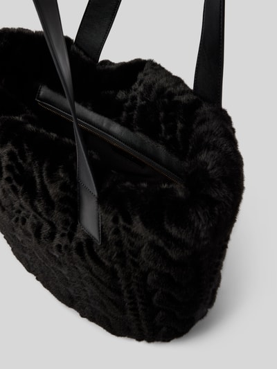 Liu Jo White Torba tote z obszyciem ze sztucznego futra Czarny 5