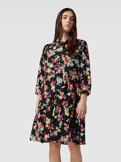 YAS Knielanges Kleid mit Allover-Muster Modell 'YASErika' Black 4
