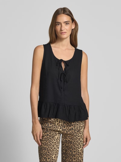 Tom Tailor Denim Regular Fit Blusentop aus Viskose-Leinen-Mix Black 4