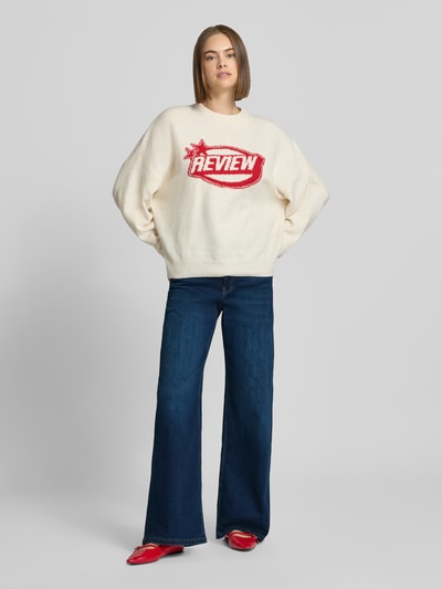 REVIEW Wide leg jeans met middelhoge band Donkerblauw - 1