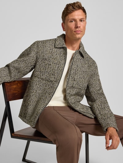 Scotch & Soda Kurtka koszulowa o kroju regular fit z dodatkiem wełny model ‘Tweed’ Ciemnozielony 3