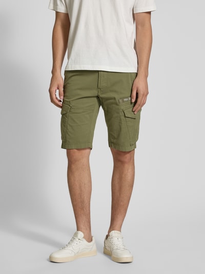 PME Legend Slim Fit Cargoshorts mit Label-Print Modell 'NORDROP' Oliv 4