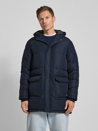 Blend Gewatteerde lange jas met klepzakken, model 'ONLGABI' Donkerblauw - 4