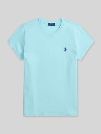 Produktfoto, T-shirt mit Label-Stitching von Polo Ralph Lauren z bawełny, krój regular fit, prążkowany okrągły dekolt, długość tyłu w rozmiarze S: 54 cm