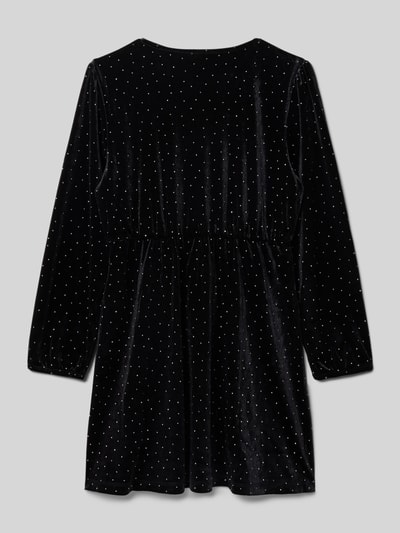 Only Tailliertes Langarmkleid mit Ziersteinen besetzt Modell 'VELLA' Black 3