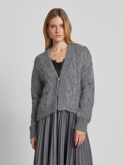 Stefanel Cardigan met ribboorden Donkergrijs - 4