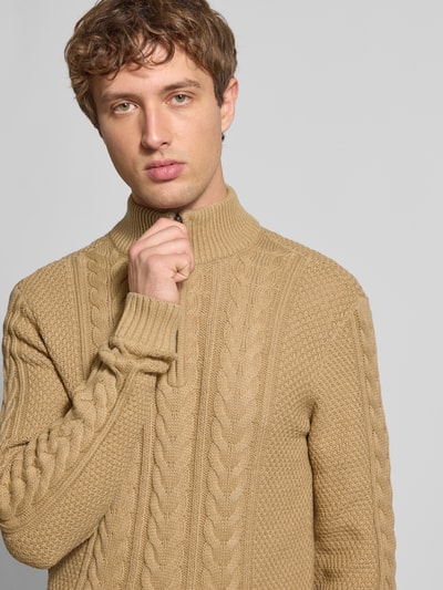 Blend Strickpullover mit Reißverschluss Modell 'BASIM' Beige 3