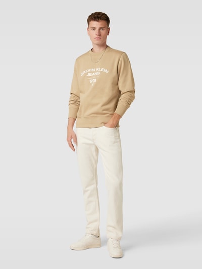 Calvin Klein Jeans Sweatshirt mit Label-Print Modell 'VARSITY' Sand 1