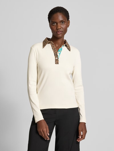 Marc Cain Shirt met lange mouwen met polokraag Ecru - 4