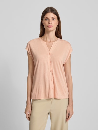 Zero T-shirt z mieszanki wiskozy z listwą guzikową Jasnoróżowy 4