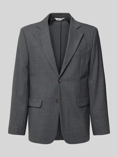 Produktfoto, Slim Fit Sakko aus Woll-Mix von ANNARR in Grau mit feinen Nadelstreifen, Reverskragen, Knopfleiste, Pattentaschen, Woll-Viskose-Mix
