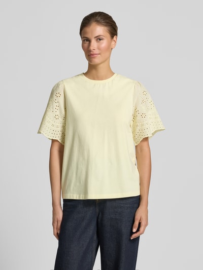 YAS T-Shirt mit Lochstickerei Modell 'LEX' GELB 4