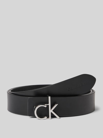 CK Calvin Klein Pasek ze skóry bawolej z detalem z logo Czarny 1