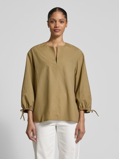 ECOALF Relaxed fit blouse met V-hals, model 'JENAALF' Olijfgroen - 4