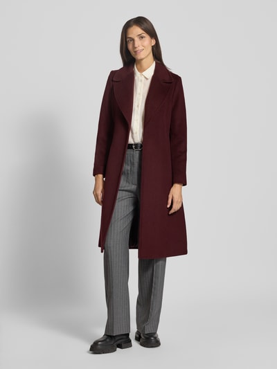 Lauren Ralph Lauren Lange jas met reverskraag en strikceintuur Bordeaux - 1