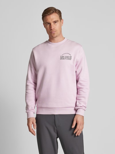 Les Deux Sweatshirt mit Label-Print Modell 'Legacy' Flieder 4