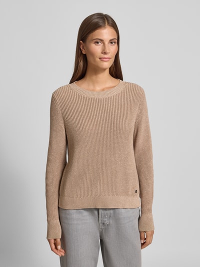 monari Sweter z dzianiny z prążkowanymi wykończeniami Jasnobrązowy 4