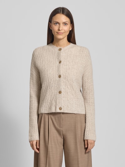 Marc O'Polo Regular fit gebreid jack met scheerwol Steengrijs - 4