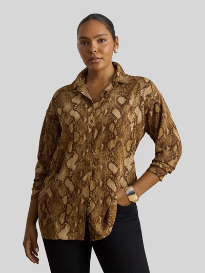 Lauren Ralph Lauren Bluzka z długim rękawem o kroju regular fit z szyfonu Camel 6