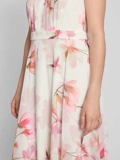Christian Berg Cocktail Cocktailkleid mit Raffungen und Taillenband Ecru 3