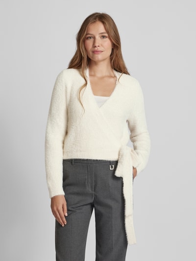 Jake*s Collection Cardigan in Wickel-Optik mit V-Ausschnitt Ecru 4