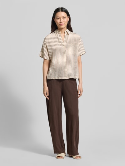 Jake*s Casual Stoffhose aus Viskose-Leinen-Mix mit elastischem Bund Dunkelbraun 1