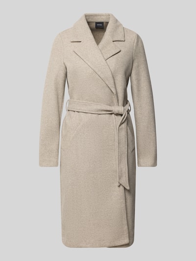 VERO MODA Webpelzmantel mit Bindegürtel Beige 1