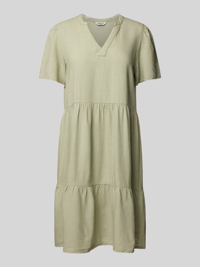 Only Comfort Fit Freizeitkleid aus Viskose-Leinen-Mix Modell 'TIRI-CARO' Oliv 2