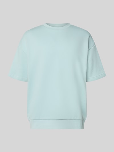 Produktfoto, Oversized T-Shirt mit Rundhalsausschnitt von Lindbergh aus Baumwoll-Mix in hellem Blau mit Label-Detail, Rückenlänge 70 cm
