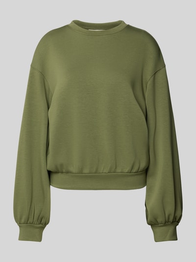 Produktfoto, Oversized Sweatshirt mit gerippten Abschlüssen Modell 'Brionna' von MSCH Copenhagen in Olivgrün, Viskose-Mix mit Stretch-Anteil