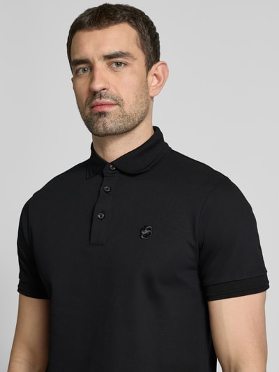 BOSS Regular fit poloshirt met logostitching, model 'Parris' Zwart - 3