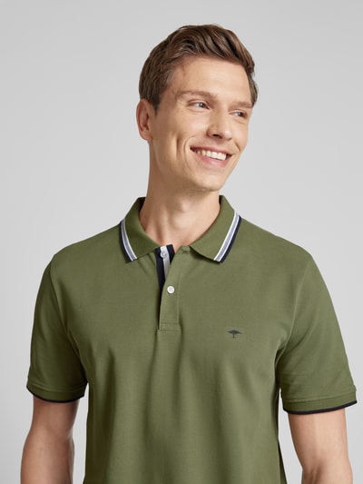 Fynch-Hatton Koszulka polo o kroju regular fit z paskami w kontrastowym kolorze Khaki melanż 3