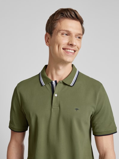 Fynch-Hatton Regular fit poloshirt met contraststrepen Kaki gemêleerd - 3