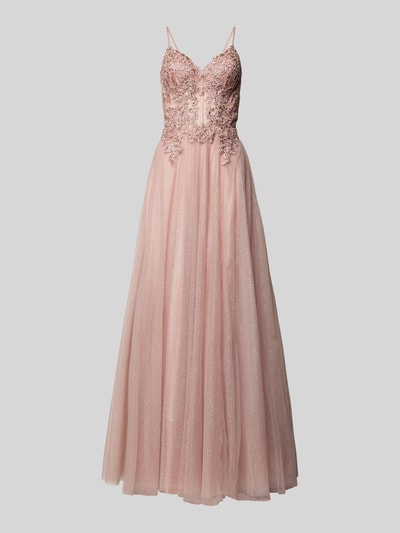 Luxuar Abendkleid mit Spitzenbesatz Rosa 2