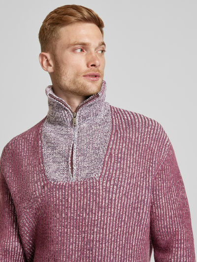 Scotch & Soda Sweter z dzianiny ze stójką Jasnośliwkowy 3