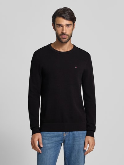 Tommy Hilfiger Regular fit gebreide pullover van zuiver katoen Zwart - 4