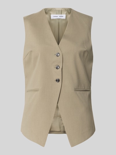 Produktfoto, Weste mit Paspeltaschen Modell 'SATOVA' von Samsøe Samsøe in Beige, V-Ausschnitt, Material-Mix, Regular Fit, glatte Textur