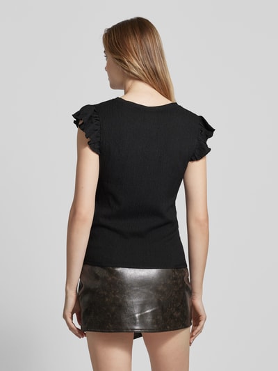 Pieces T-shirt met structuurmotief, model 'LUNA' Zwart - 5