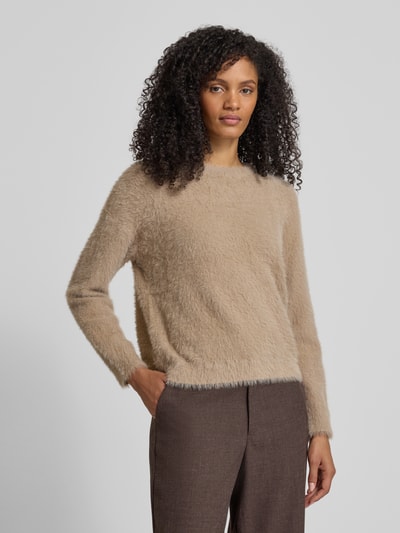 monari Sweter o kroju regular fit z imitacji dzianiny Jasnobrązowy 4