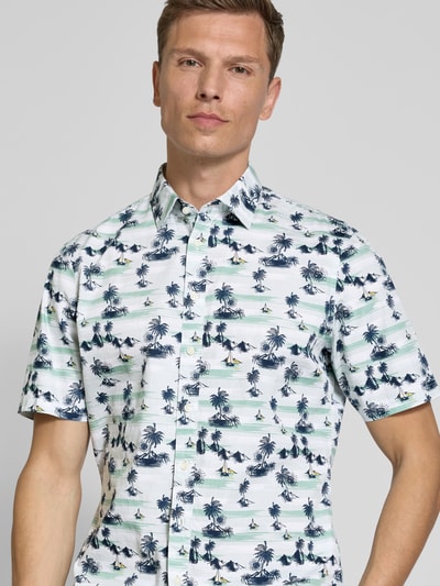 Jake*s Slim Fit Kurzarmhemd mit Kentkragen Sand 3